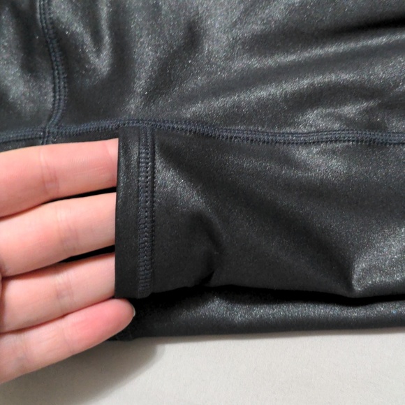 SOLD Athleta Inclination Moto Tights sz L Gleam Black Metallic Shimmer Leggings - Picture 5 of 8